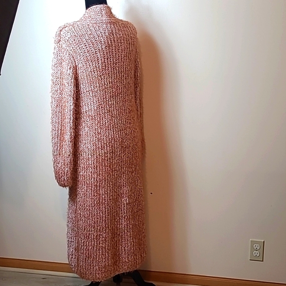 BOBEAU Brick Orange & White Eyelash Sweater Open Duster Cardigan L nwot - Picture 4 of 7